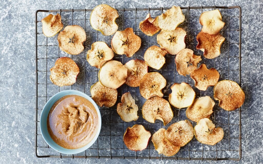 Apple Crisps with Almond Butter  